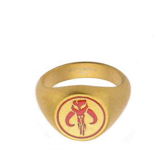 Star Wars Engraved Red Mandalorian Symbol Stainless Steel Ring | 13