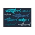 thumbnail image 1 of Sharks Pattern - Shark Names - Navy Background - Lantern Press Artwork (18x12 Framed Gallery Wrapped Stretched Canvas), 1 of 1
