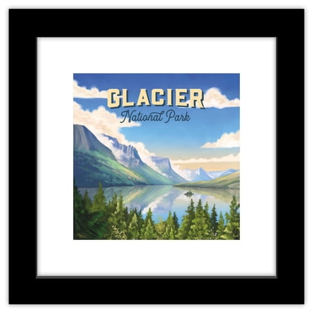 Gallery Pops Lantern Press - Glacier National Park Montana Wall Art, Black Framed Version, 12" x 12"