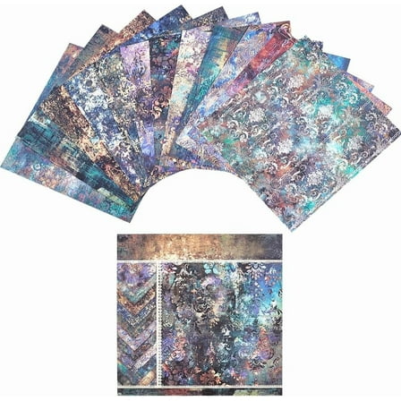 1 Set 24Pcs 12 Styles Retro Scrapbook Paper Pad 5.98x5.98inch Vintage Decorative Decoupage Cardstock Paper Journaling Scrapbooking Background Supplies for Planners Card Making Photo Album Mixed Color