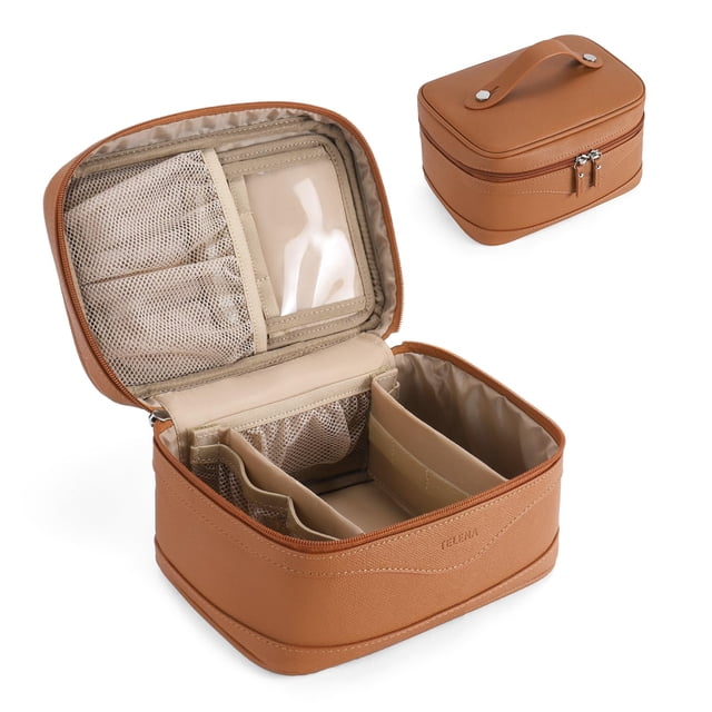 Bolsa de maquillaje Telena, tamaño grande, para viajes, piel vegana, para mujer
