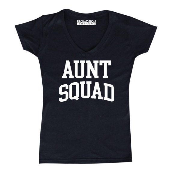 Aunt Squad Birthday Pregnancy Mother's Day Gift Women's V-neck, L, Black