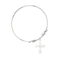 thumbnail image 2 of 7 1/2 inch Round Double Loop Bangle Bracelet w/ Cross medal charm w/ April Crystal Swarovski Crystal, 2 of 3