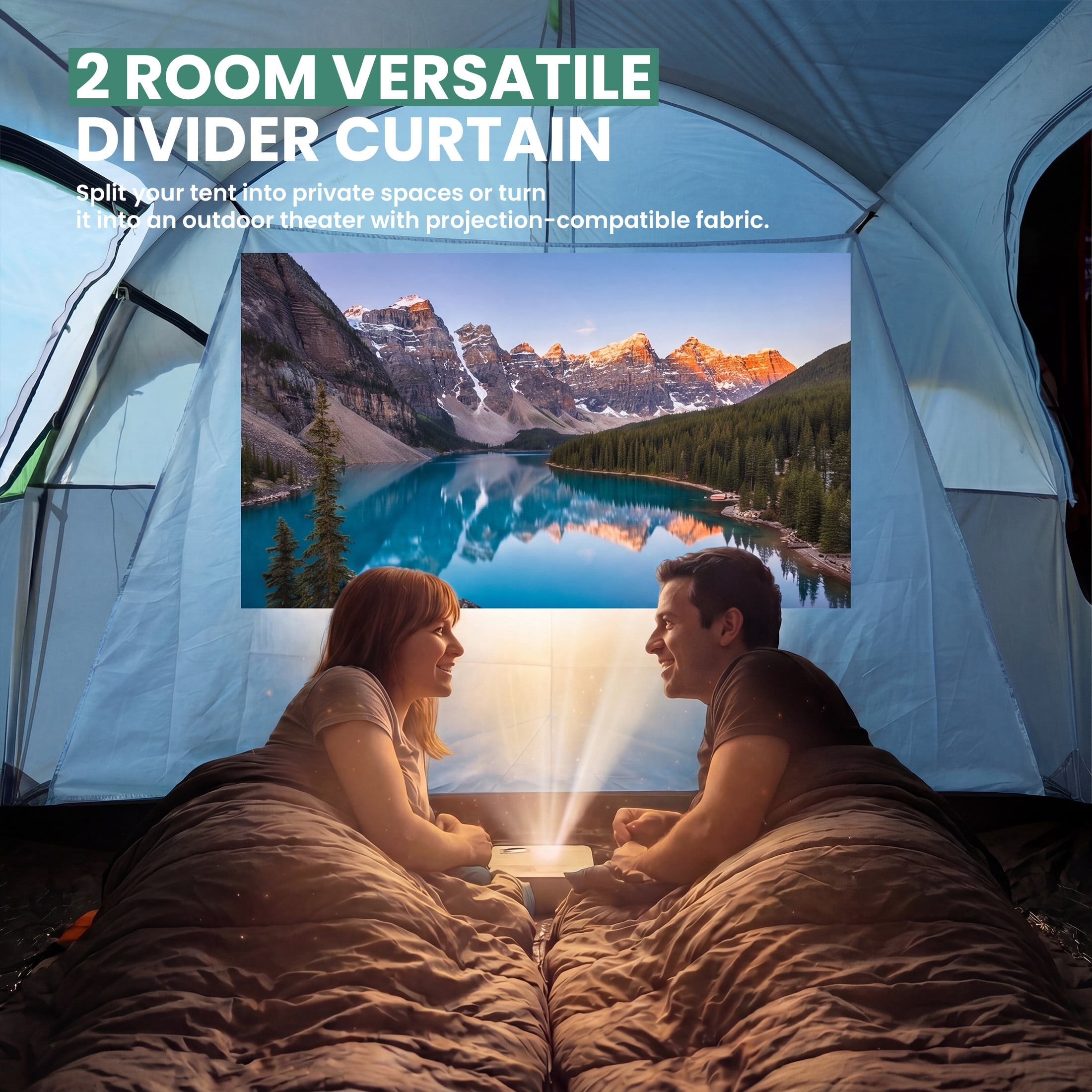 EDX 8-Person Camping Tent with Waterproof Double Layer & Standing Height Cabin, Mesh Roof, Divided Curtain, Easy Setup & Family-Friendly, Portable Carry Bag, Spacious for Car Camping, Gray