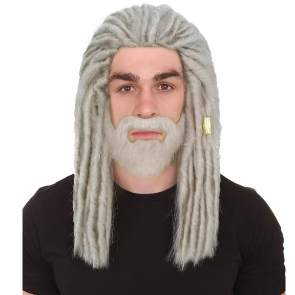 HPO Adult Silver Blonde Dreadlock Wig for Men, Fantasy Synthetic Dread Wigs for Halloween Cosplay