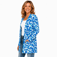 thumbnail image 2 of Women's Plus Size Blue Abstract Floral Cardigan, Long Sleeve Open Front Tunic with Pockets, 2 of 8