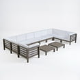 thumbnail image 2 of Frankie Outdoor 12 Piece Acacia Wood U-Shaped Sectional Sofa Set with Coffee Tables and Cushions, Gray, White, 2 of 9