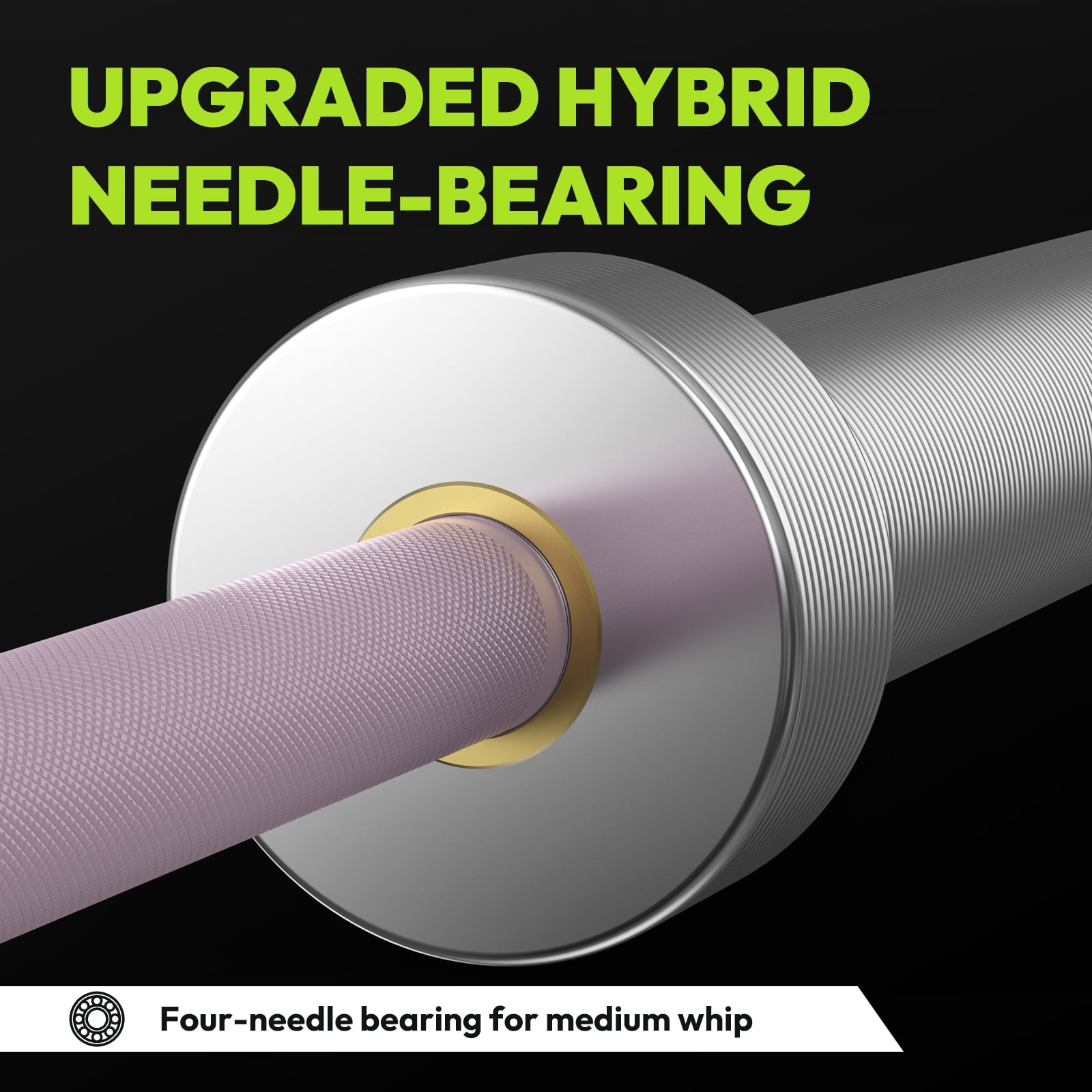HANDBODE Olympic Barbell Bar 6.5 ft Weightlifting Bar for Powerlifting, Bench Press, Deadlift, Squat - 1000 lb Capacity, Home & Gym Strength Training, Silver & Pink