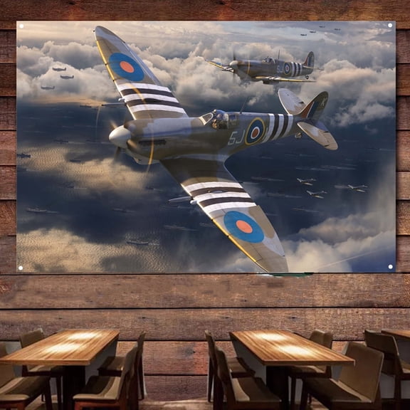 Spitfire Mk.IXc Fighter Jet Poster Wall Banner & Flag Air Force Military Pictures - Collectible Art Works Gift By Army Fans  -Aviation Art Decorative Tapestry 38" x 57"