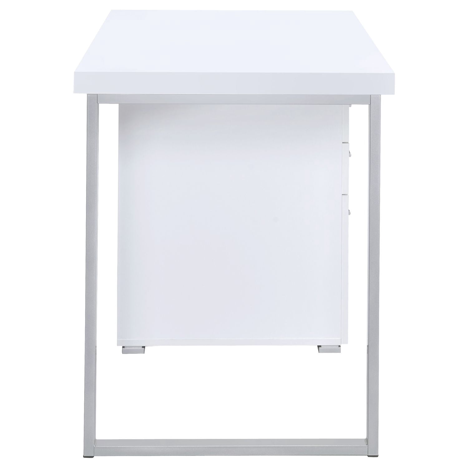 Asteroutdoor White 3-Drawer Reversible Office Desk with Filing Cabinet
