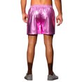 thumbnail image 3 of INSPIRE CHIC Metallic Shorts for Men's Elastic Drawstring Party Holographic Sparkly Shiny Hot Shorts with Pocket 30 Pink, 3 of 5
