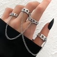 thumbnail image 2 of Gothic Punk Chain Finger Rings Set for Women Men 16Pcs Stackable Vintage Silver Knuckle Statement Rings Happy Cross Butterfly Ring Halloween Jewelry, 2 of 9