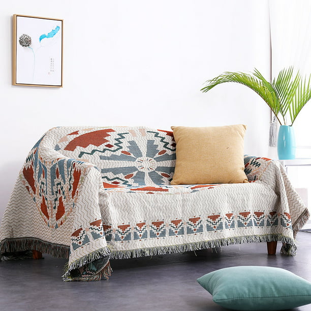 Cotton Woven Couch Throw Blanket, How To Cover A Sofa With Blanket