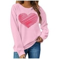 thumbnail image 3 of Valentine Day Sweatshirt for Women Love Heart Printed Pullover Sweatshirt Cute Long Sleeve Crew Neck Casual Tops Pink XXL, 3 of 5
