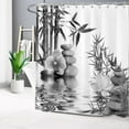 thumbnail image 3 of Grey Zen Stone Shower Curtain Orchid Flower by Bamboo Shower Curtain Set Japanese Spa Scenery Shower Curtains for Bathroom Waterproof Washable Polyester Fabric with Hooks,72x72 inch, 3 of 6