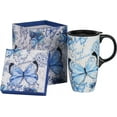 thumbnail image 2 of Ceramic Travel Mug with Color Gift Box,Coffee Cup 17 Oz.,Butterfly, 2 of 8