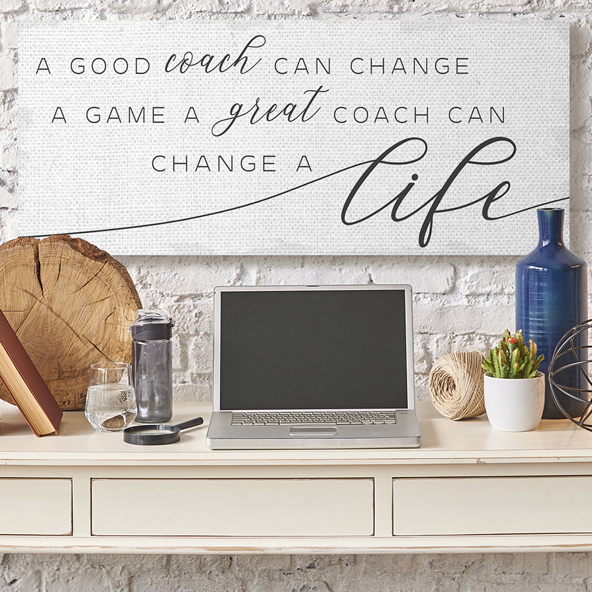 Stupell Industries Good Coach or Great Coach Phrase Sports Member Appreciation Inspirational Painting Gallery Wrapped Canvas Art Print Wall Art, 20 x 48
