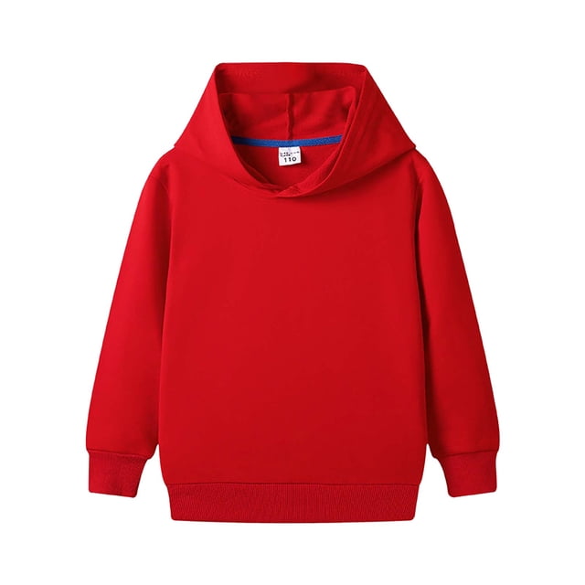 Zanarzt Chandail à Capuchon pour Garçons, Chandail de Mode pour Enfants, Chandail à Manches Longues, Poche Appliquée de Mode, Haut de Chandail à Capuchon Décontracté Uni, Rouge, 4-5 Ans