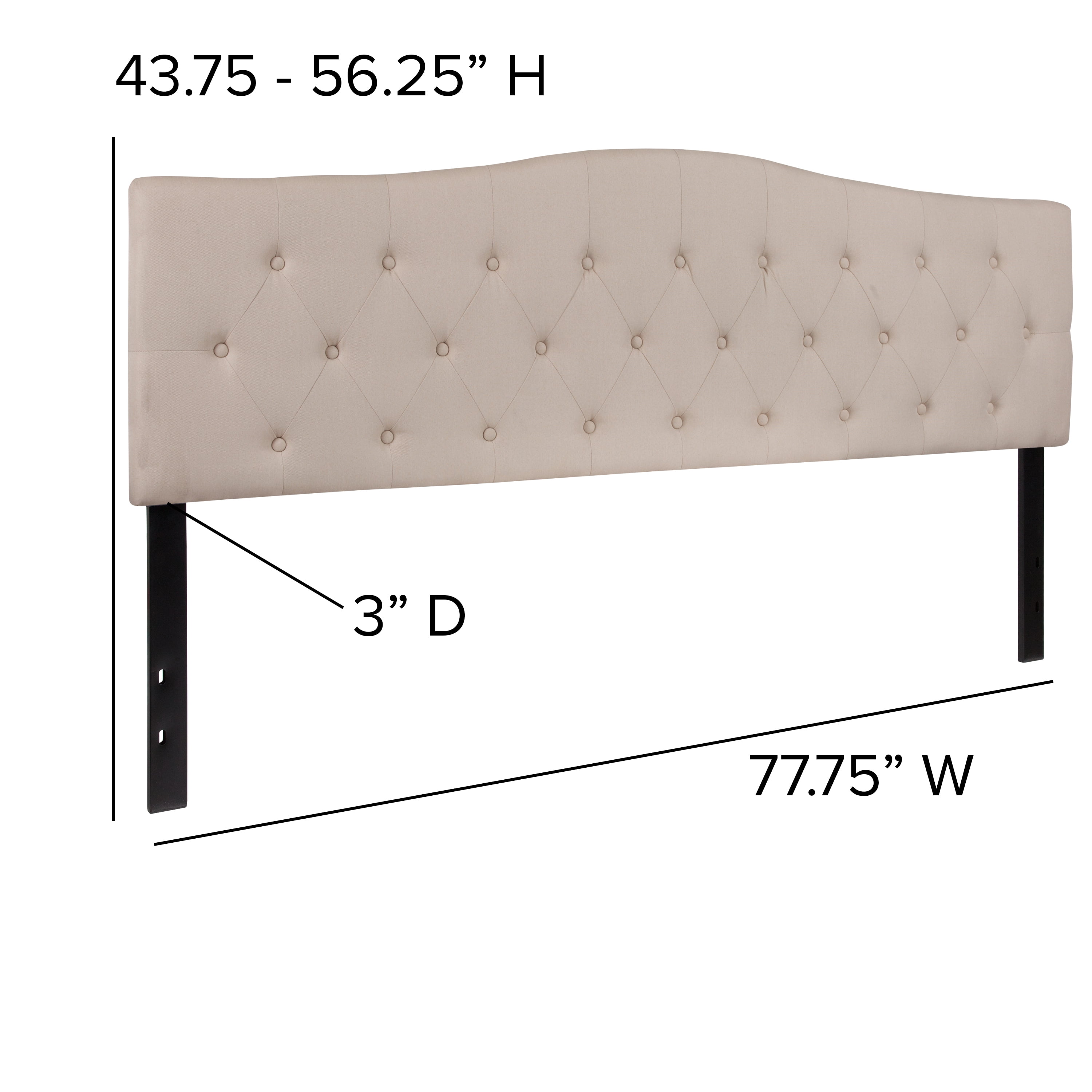 Flash Furniture Cambridge Tufted Upholstered King Size Headboard in Beige Fabric