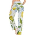 thumbnail image 5 of Women's Lemon Yellow Lemon Pajama Pants, Casual Pajama Bottoms Drawstring Lounge Pants Wide Leg, 5 of 7