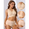 thumbnail image 3 of Unique Bargains Women's Lace Bra and Panty Sets Wire-free Bras Lingerie Set Beige 36 D, 3 of 6