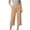 #04 Khaki 【Mix & Match: Stock Up on Your Favorite Colors】, variant on Women's Casual Solid Cotton Blend 3/4 Length Pants, Elastic Waist Pull-On Trousers with Pockets, Comfortable Mid-Rise Capris for Everyday Wear, Summer Walking, Office, Travel, &