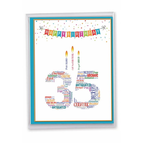 NobleWorks Jumbo 35th Milestone Birthday Greeting Card 8.5 x 11 Inch with Envelope (1 Pack) Large Jumbo Word Cloud 35 J9411MBG
