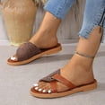 thumbnail image 7 of YYUIJK Women Sandals Slip on Casual Summer Beach Shoes Dress Flats Slippers Brown 7.5, 7 of 7