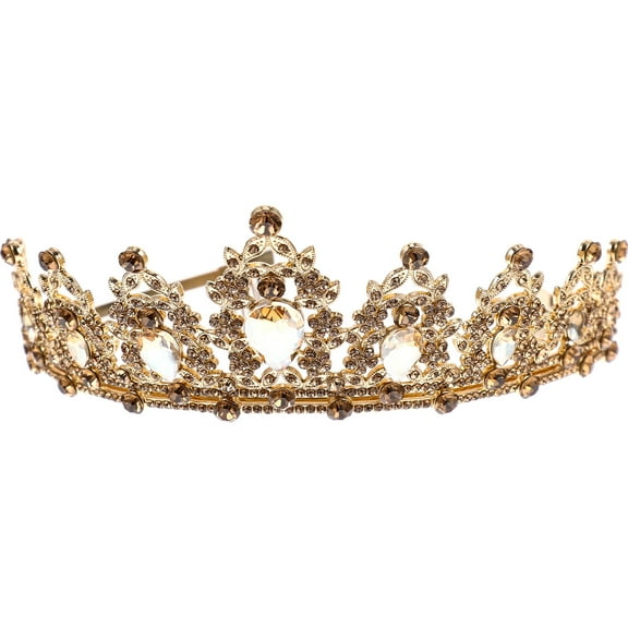 LABSERRON Bridal Tiara Golden 1Set 6.9x5.9in