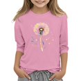 thumbnail image 2 of Drmagiyhm Pink Girls 3/4 Sleeve Shirts Size 10-12 Cute Crewneck Shirt Floral Print T-Shirt Casual Fashion Kids Fall Winter Tops, Tees & Blouses 7-8 Years, 2 of 5