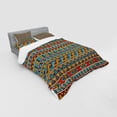thumbnail image 3 of Ethnic Duvet Cover Set, Hand Drawn Style Pattern with Grunge Effect Abstract and Psychedelic Influences, Bedding Set with Shams and Fitted Sheet, 3 Sizes, by Ambesonne, 3 of 3