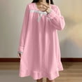 thumbnail image 6 of Kaemgyyd Womens Flannel Nightgowns Fall Winter Warm Fuzzy Fleece Sleep Dress Loose Long Sleeve Ruffle Hem Loungewear Shaggy Sleepwear, 6 of 7