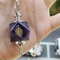 thumbnail image 2 of HOOUN Chakra Runes Pendulums Natural Crystal Hammer Quartz Pendant Reiki Yoga Amulet-Amethyst (#2), 2 of 2