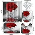 thumbnail image 2 of Art Red Roses Bathroom Set with Shower Curtain and Rugs, Toilet Lid Cover, Bath Mat, Romantic Roses Shower Curtains for Bathroom Decor, Waterproof Fabric Bathroom Shower Curtain Sets with Hooks, 2 of 9