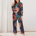 thumbnail image 2 of Fotbe Bohemian Colorful Flower Woman Conjunto de Pijama de Manga Larga para Mujer con Estampado, Ropa de Dormir de 2 Piezas, Conjunto de Casa Suave y Cómodo con Bolsillos-Small, 2 of 7