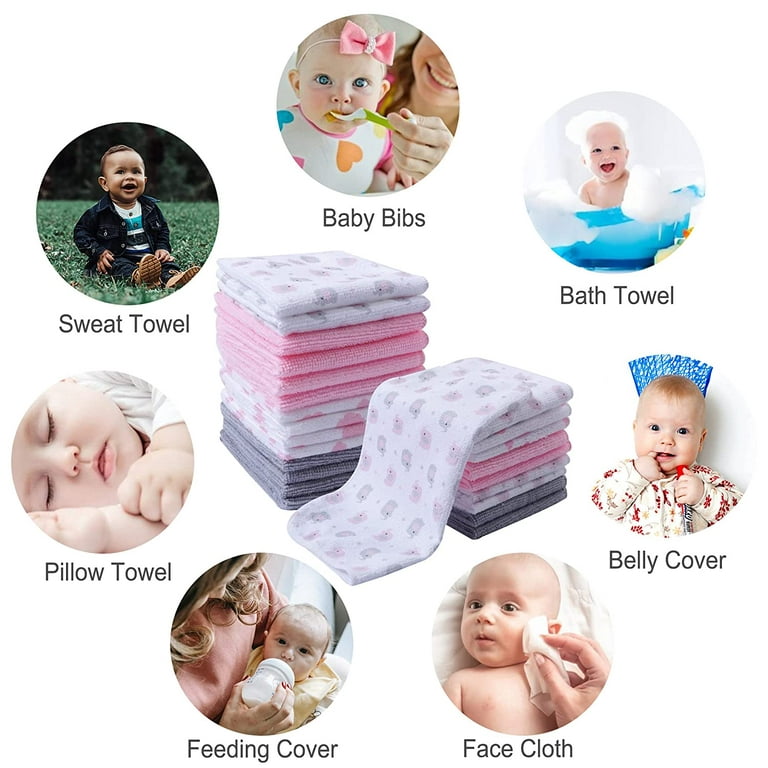 Baby Washcloths, Extra Soft and Ultra Absorbent Bath Cloth, Great Gifts for Newb