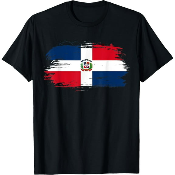 Dominican Republic Outfit - Dominican Republic Flag Symbol T-ShirtMen and women, Black T-shirt, size: Extra large
