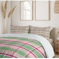 thumbnail image 6 of Ambesonne Geometric Duvet Cover Sets, Symmetric Plaid Graphic, 2-Queen, Pistachio Green Pale Pink, 6 of 7