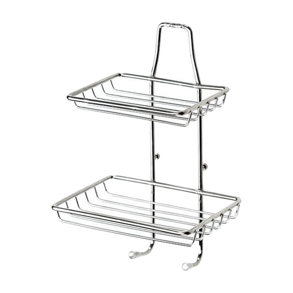 Leodye 1PCS Double-Layer Stainless Steel Wall-Mounted Soap Rack, Fast Drain Design Bathroom Storage Shelf -4.72*3.54*5.51IN