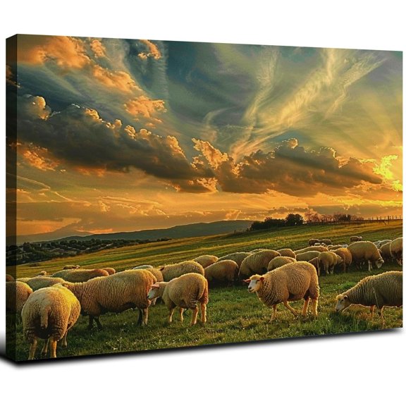 Acheng Sheep Canvas Prints Wall Art Pictures Wall Decor Animal Posters Print, Modern Office Home Room Wall Decor Painting 20x16inch