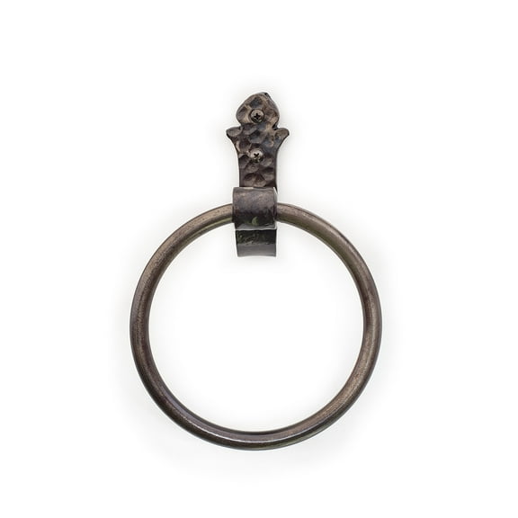 Hand Hammered Plate Wall Mounted Wrought Iron Towel Ring