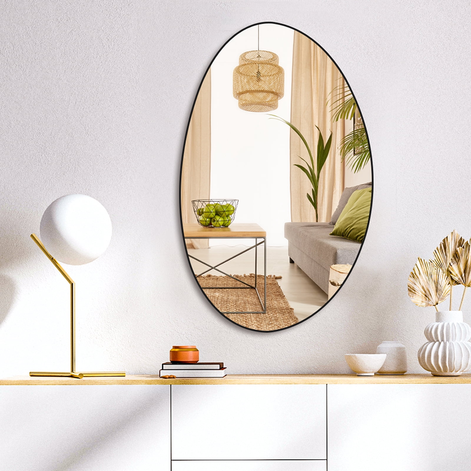 GRAHMCY 30"x20" Irregular Bathroom Mirror Frameless Wall-mounted Decorative Vanity Mirror