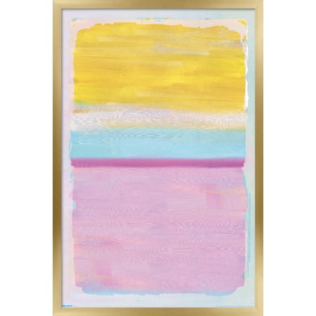 Reinders: Abstract - Colorful Squares in Pink and Yellow Wall Poster 22.375 x 34 Framed