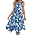 thumbnail image 2 of JTZGDY Women's Casual Summer Dress Retro Floral Printed Sleeveless Sundress Hankerchief Hem Midi Tank Dresses Loose Flowy Crewneck Beach Dress with Pockets Blue#03 M, 2 of 7