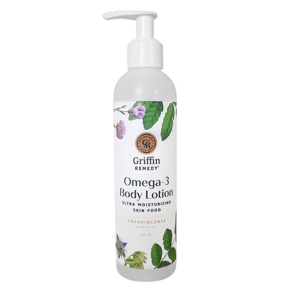 Griffin Remedy Omega-3 Loción Corporal-Aceites Esenciales de Incienso y MSM Orgánico Ultra Hidratante Todo Natural Sin Parabenos Sin Sulfatos 8 fl oz