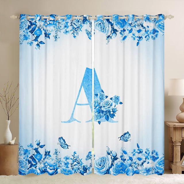 Erosebridal Rideaux Monogrammes Lot de 2 (42x63), Initiales Personnalisées 30 %-50 % Rideaux Occultants, Décoration de Lettre