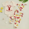 thumbnail image 2 of Gvdentm Baby Boy Clothes 6-9 Months Baby Boy Clothes Boy Outfit Romper Spring Summer Long Pants Set Hat 3PC Outfit Girls|6-12 Months, 2 of 7