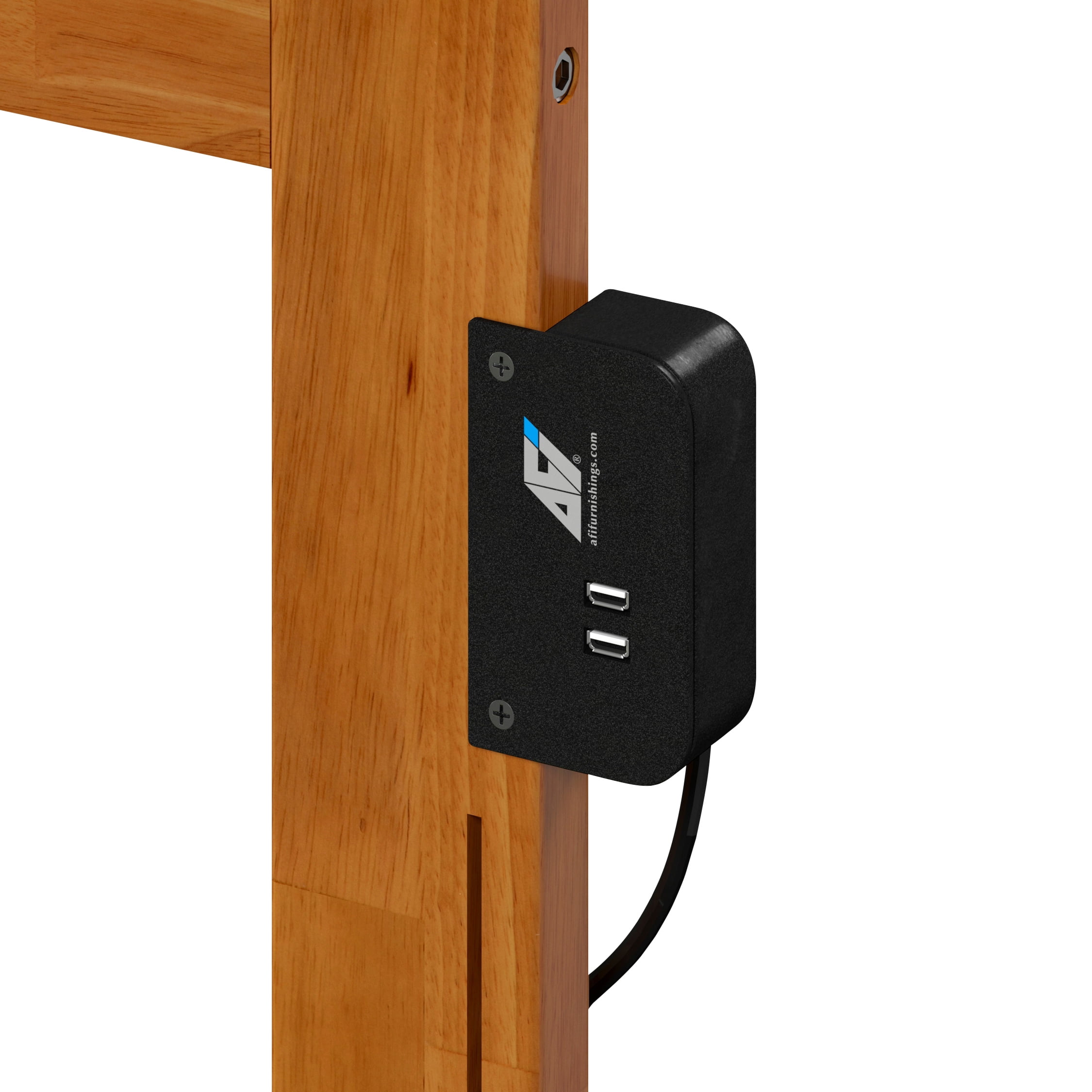 AFI Savannah King Solid Wood Headboard with Attachable Charger, Light Toffee