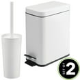thumbnail image 2 of mDesign Metal Toilet Bowl Brush and Holder + Wastebasket - Set of 2, White, 2 of 9