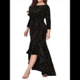 thumbnail image 1 of Vestidos de Talla Grande para Mujer, Vestido Formal de Terciopelo con Mangas 3/4, Corte Sirena y Dobladillo Alto y Bajo Negro XXXL, 1 of 9